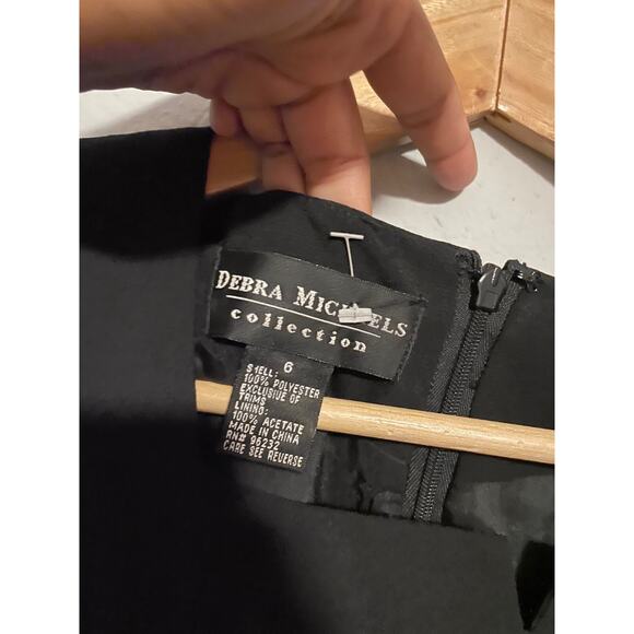 Vintage Debra Michaels Womens Dress Size 6 Black Chiffon Babydoll LBD 90s Y2K - Picture 2 of 8